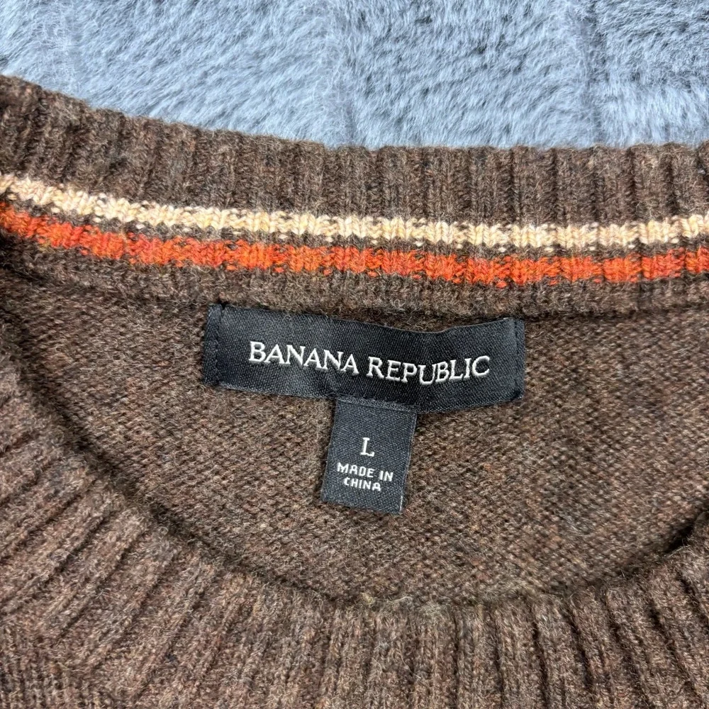 Banana Republic Mens Brown Wool Blend Crew Neck Sweater Large RN 54023
